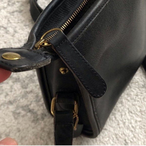 Vintage Coach Black Rectangle Soft Leather Purse Shoulder Bag w/Serial Number - Picture 8 of 16